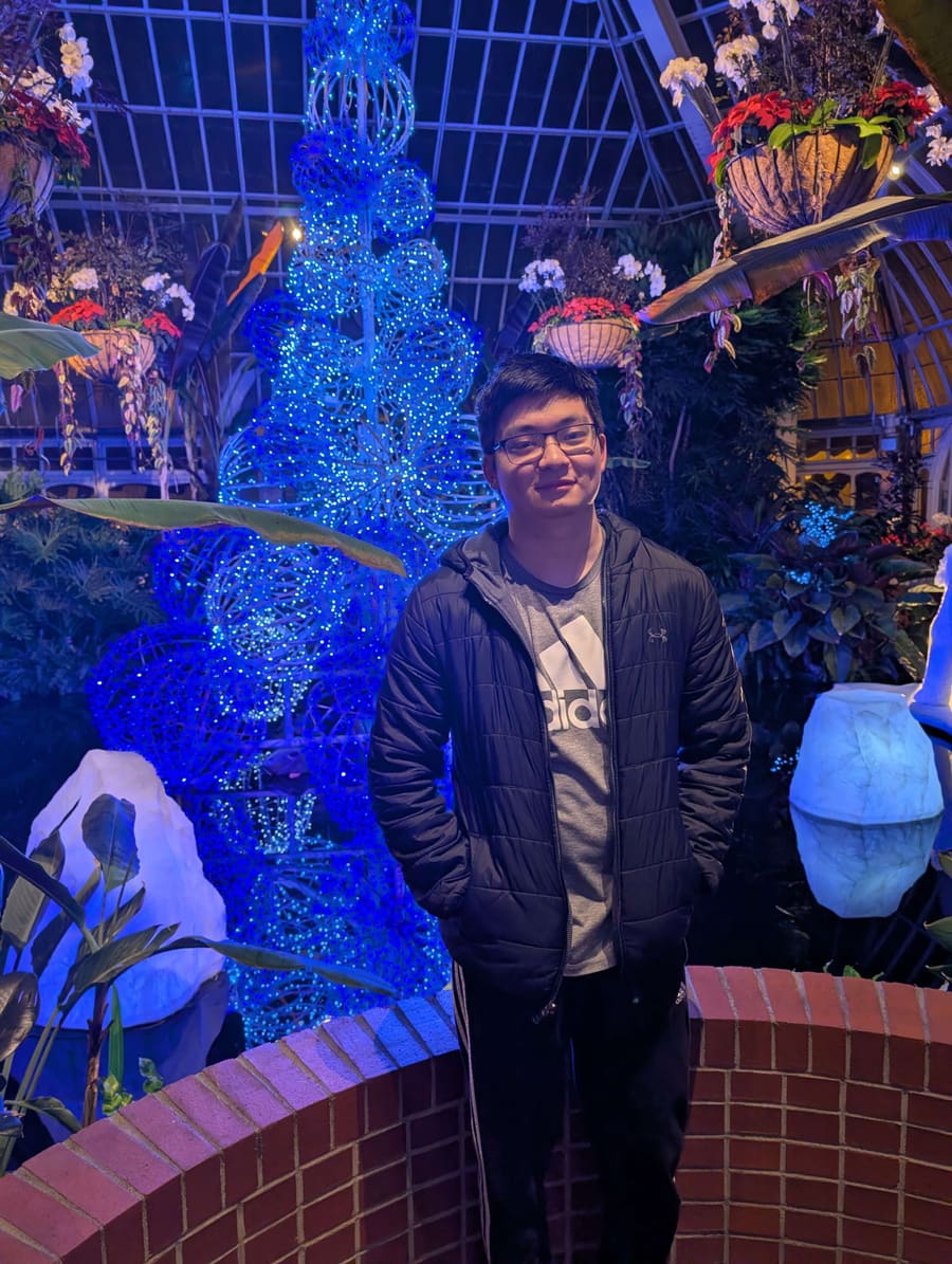 Holiday lights inside a Pittsburgh conservatory